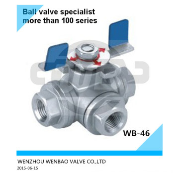 A351-CF8 Butterfly Handle 3-Way Ball Valve 11/2" 1000psi